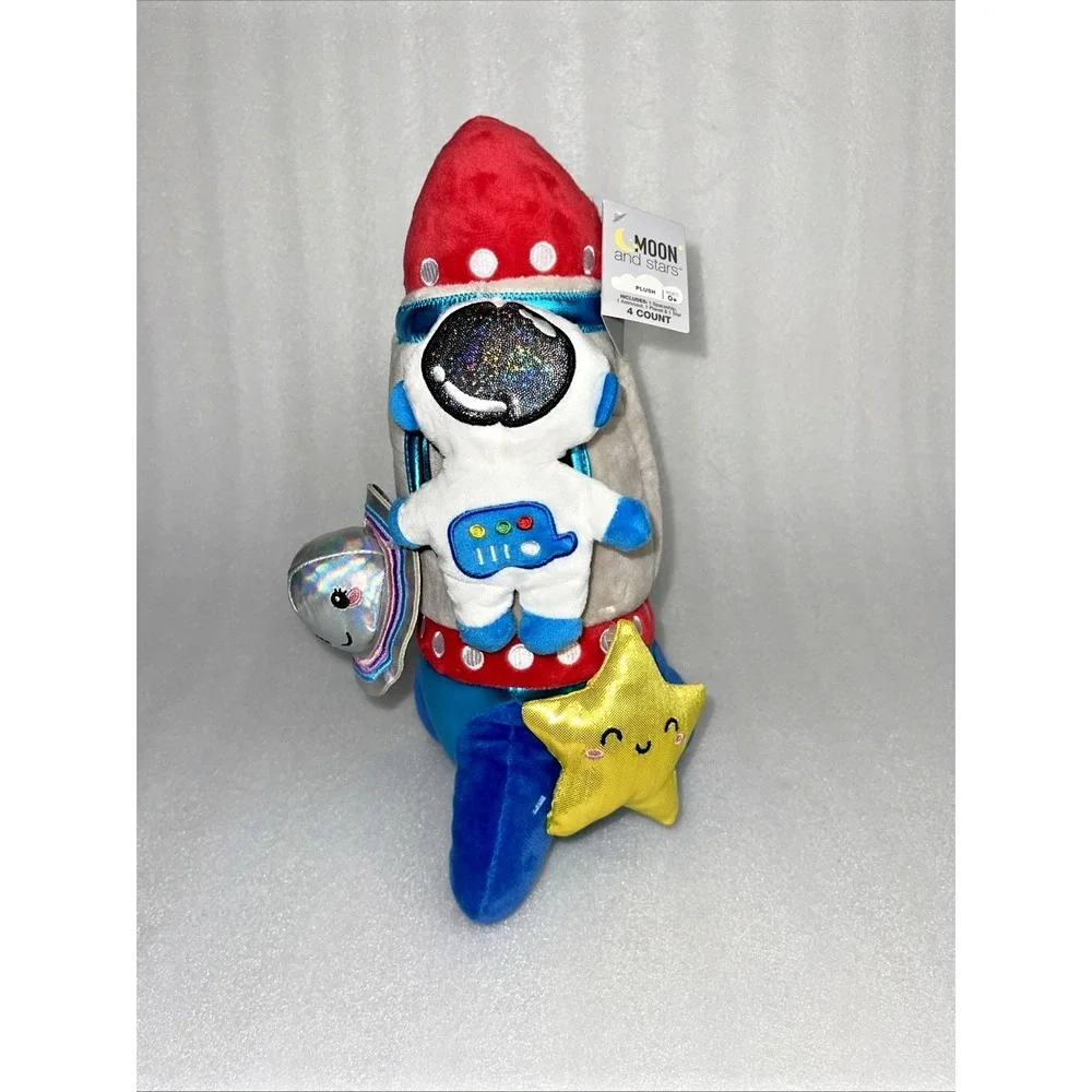 Moon and Stars‎ Rocket Spaceship Astronaut Planet Star 4 Piece Plush Toy NEW